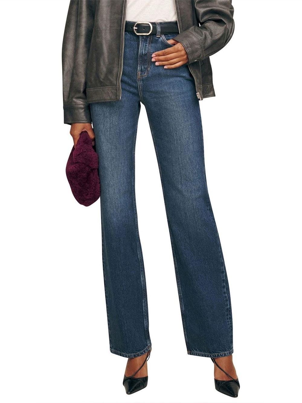 NWT Reformation Wilder High Rise Wide Leg Blue Jeans Size 31